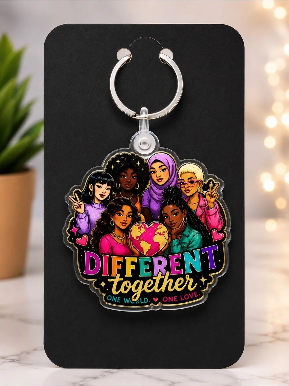 Different Together (One World, One Love) Keychain….New